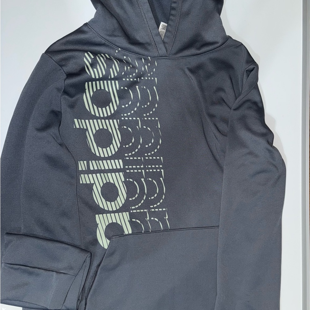 Adidas Kids Charcoal Hoodie with Light Gray Logo